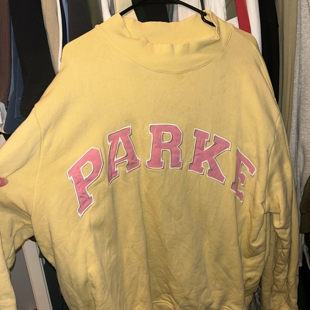 Parke Yellow and Pink Women's MockNeck Sweater